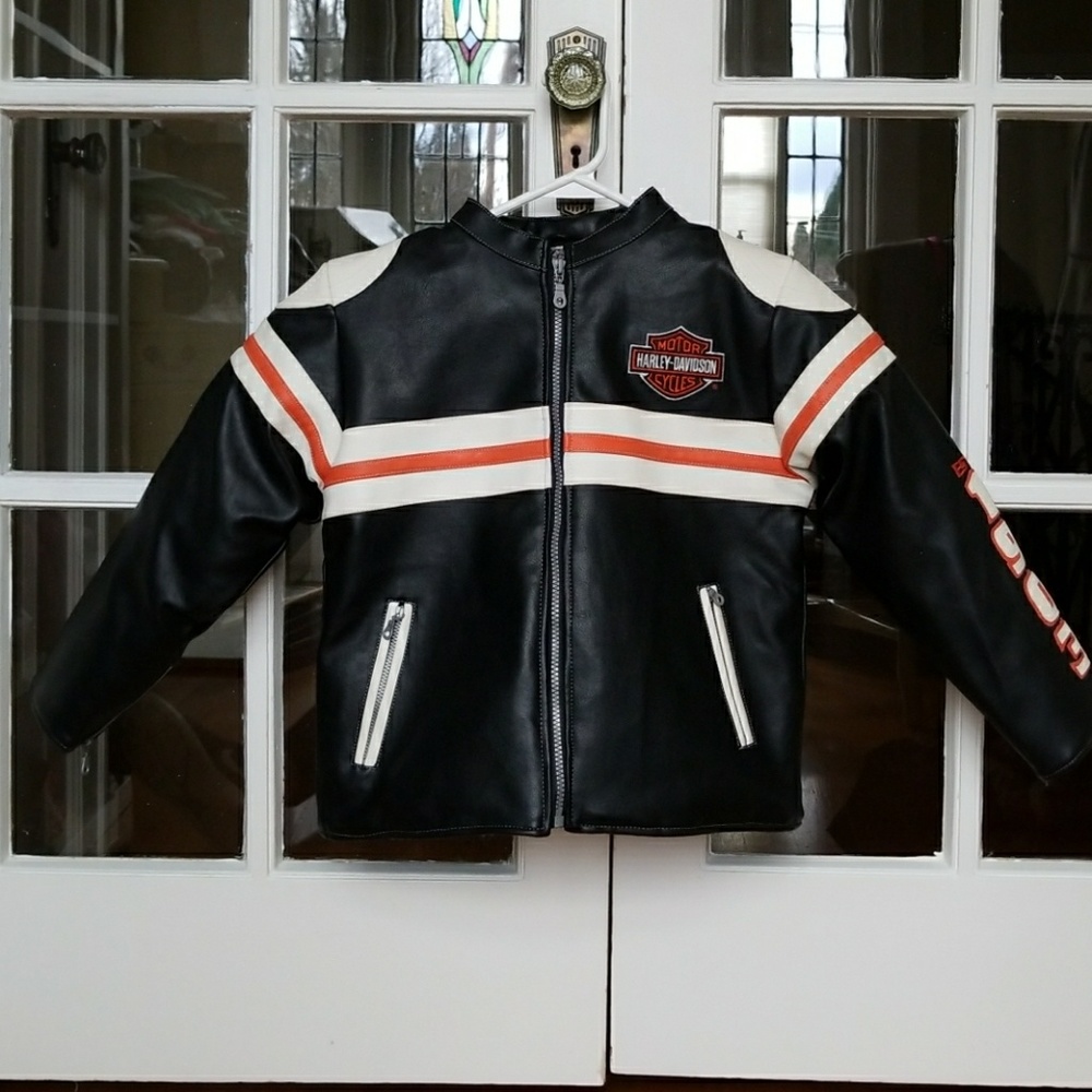 Harley Davidson Boys Size 7 Leather Coat